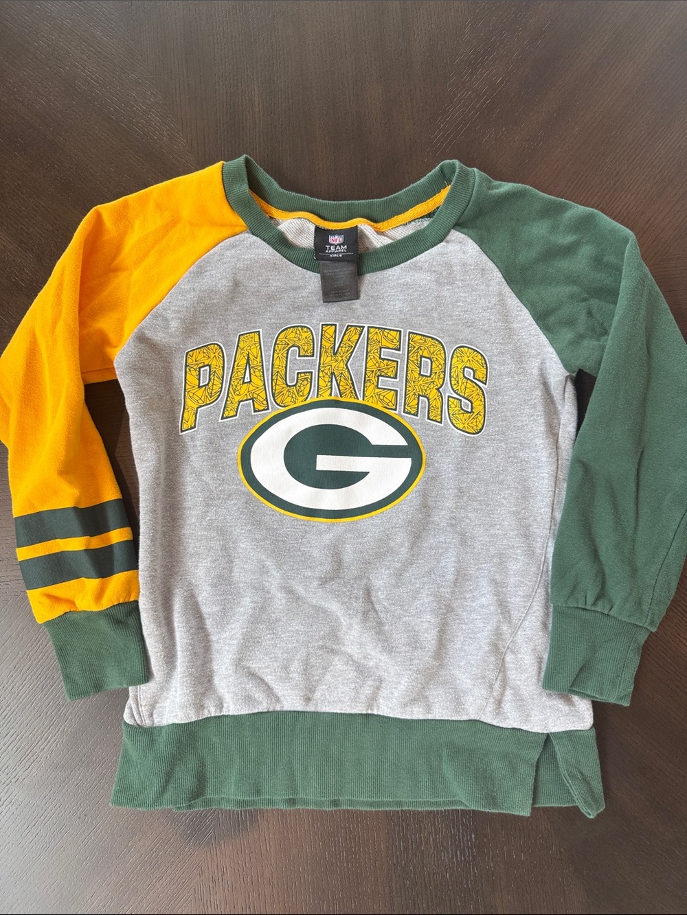 NFL Green Bay Packers girls Colorblock Crewneck Sweatshirt - size 10/12